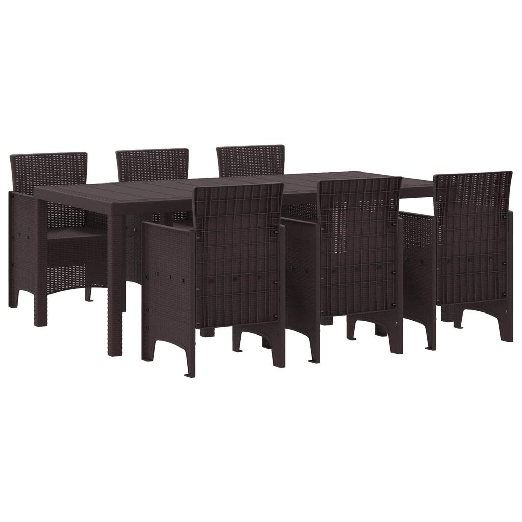 Garden Dining Set 7 pcs Brown Polypropylene