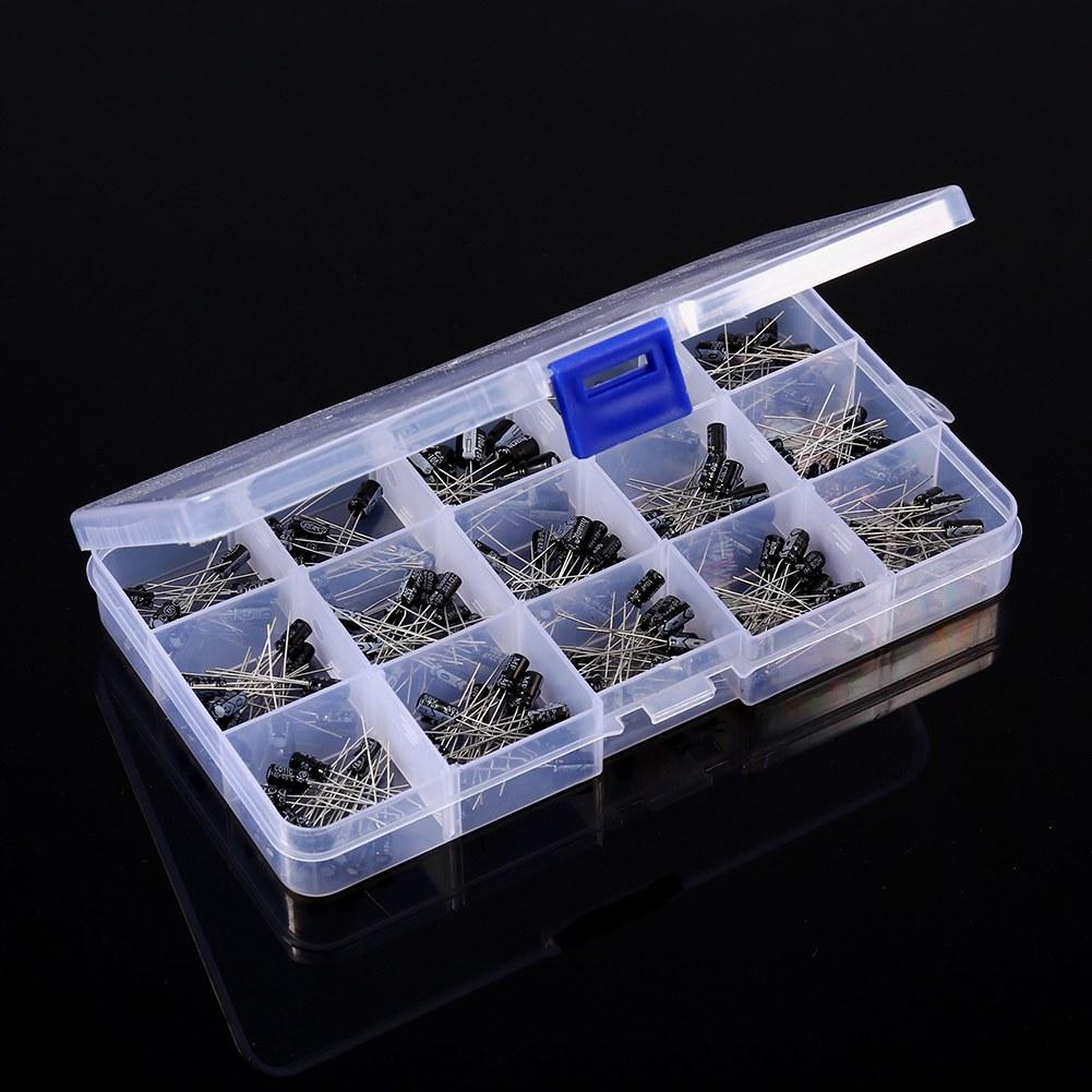 200pcs DIY 15 Capacitance Model 0.1uF-220uF Electrolytic Capacitor Assortment Kit with Box