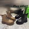 Осенне-зимняя обувь Зимние ботинки Джокер Ботинки на платформе и теплая женская обувь с бархатной подкладкой