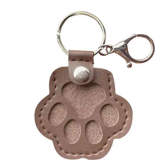 Pet Fur Storage Keychain Dog Cat Hair Memorial Keychain Faux Leather Paw Print Keepsake with Transparent Hair Storage Heartfelt Gift for Cat Dog