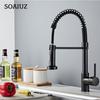 360°Swivel Spout Kitchen Sink Mixer Taps Black Brass Faucets for Kitchen Sink Single Lever Pull Out Hot Cold Water Crane