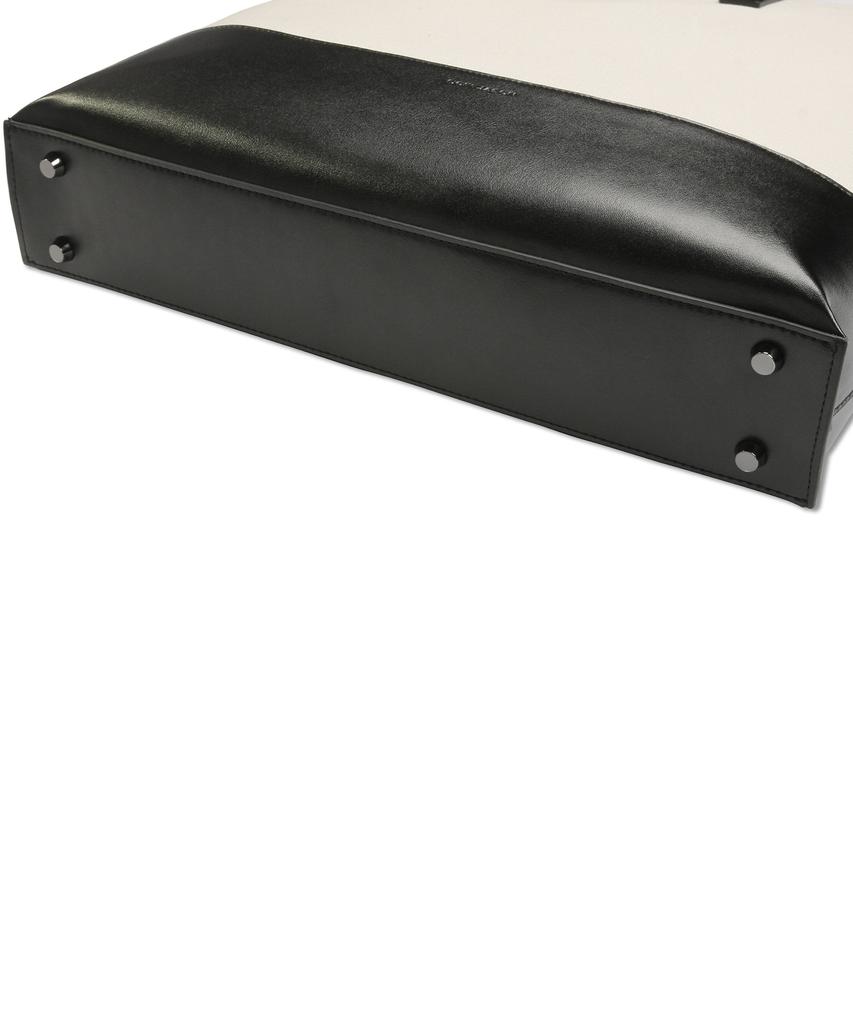 Doffjason Коровья кожа Холст Цепочка Сумка-тоут Слоновая кость