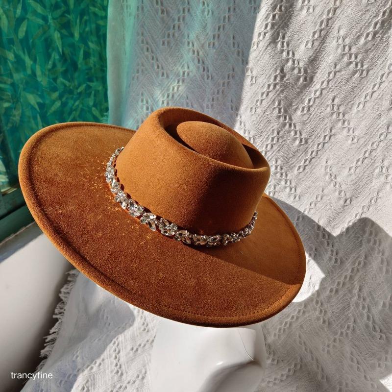 Шляпы Diamond Vegan Suede Fedora Шляпа Nubulk с широкими полями для женщин Зимняя шляпа Праздничная шляпа Модельная шляпа Weddiong Hat Diamond Головной убор