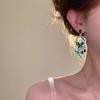 Французский винтажный набор серег и колье с изумрудной бабочкой и кисточками, с микро-инкрустацией цирконами, для женщин