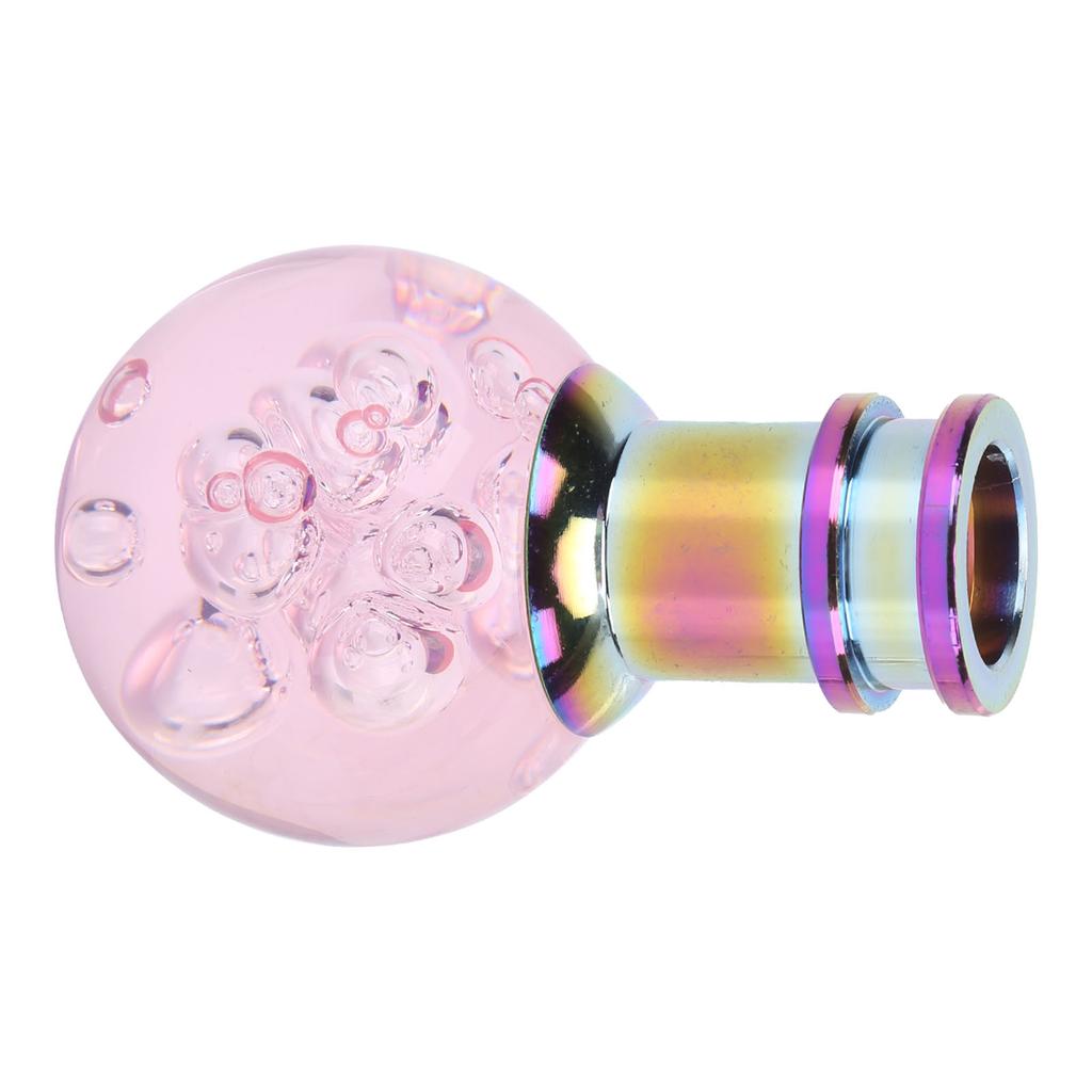 Manual Shift Knob Gear Stick Shifter Pink Crystal Bubble with 3 Threaded Adapters Universal
