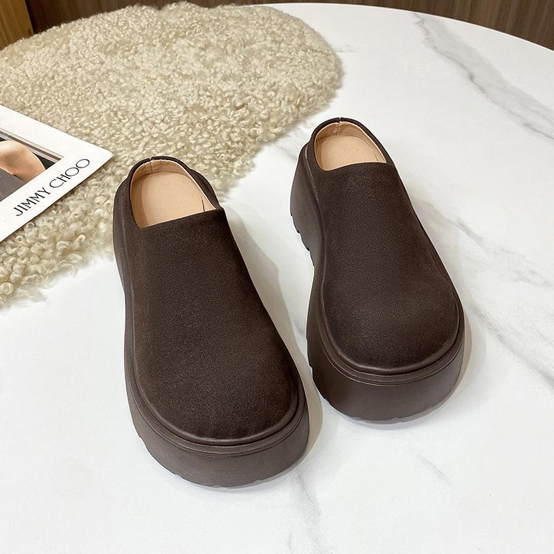 Винтажные женские теплые хлопковые тапочки-мюли на платформе с каблуком, модные закрытые носки, женские удобные ленивые тапочки для отдыха на природе