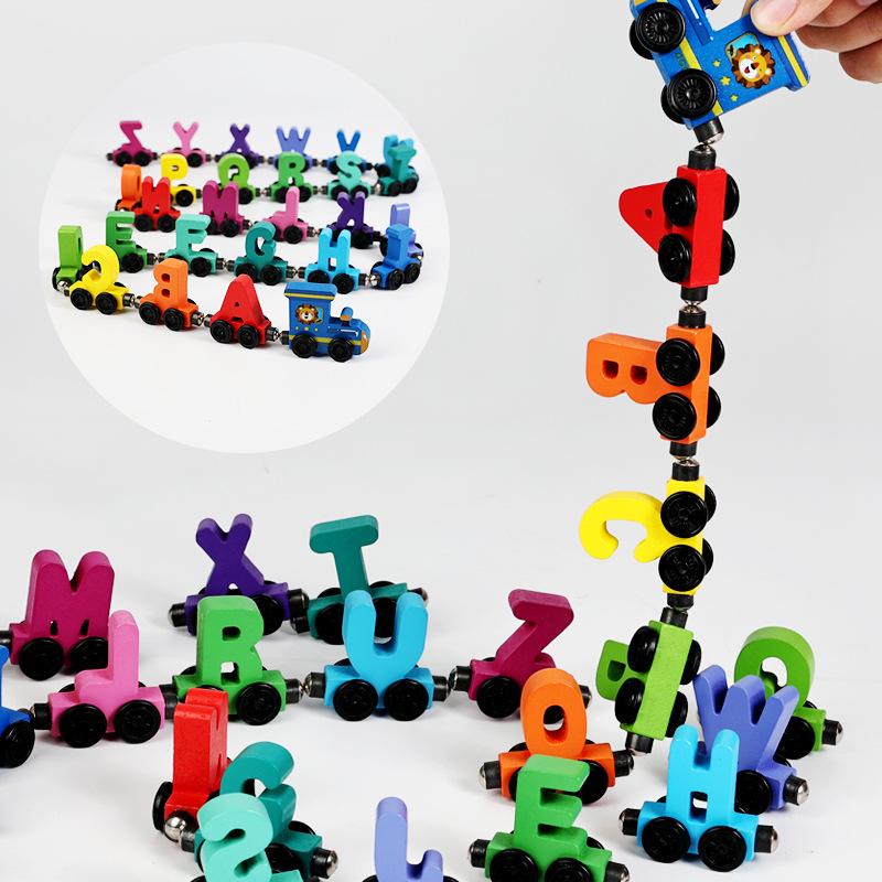 Colorful Magnetic Wooden Train: Baby's Number & Letter Recognition Toy