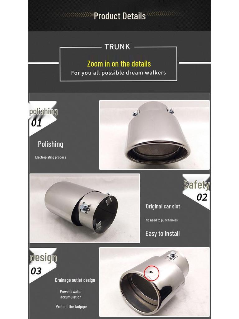 Stainless Steel Muffler Tailpipe for Haval H6 Odyssey Camry Santa Fe ASX 10CRV