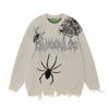 Unisex Streetwear Knit Sweater With Distressed Design Jacquard Loose Fit Fall