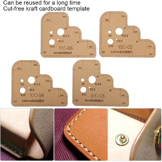 4 шт. Шаблон для круглых углов, Акриловый шаблон для круглых углов из кожи, Вспомогательная режущая линейка-трафарет для изготовления поделок ручной работы