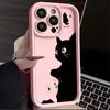 Чехол для телефона с рисунком розового черного кота, подходит для iPhone 17 16 15 14 13 12 11 Pro/Max/Plus, противоударная задняя крышка