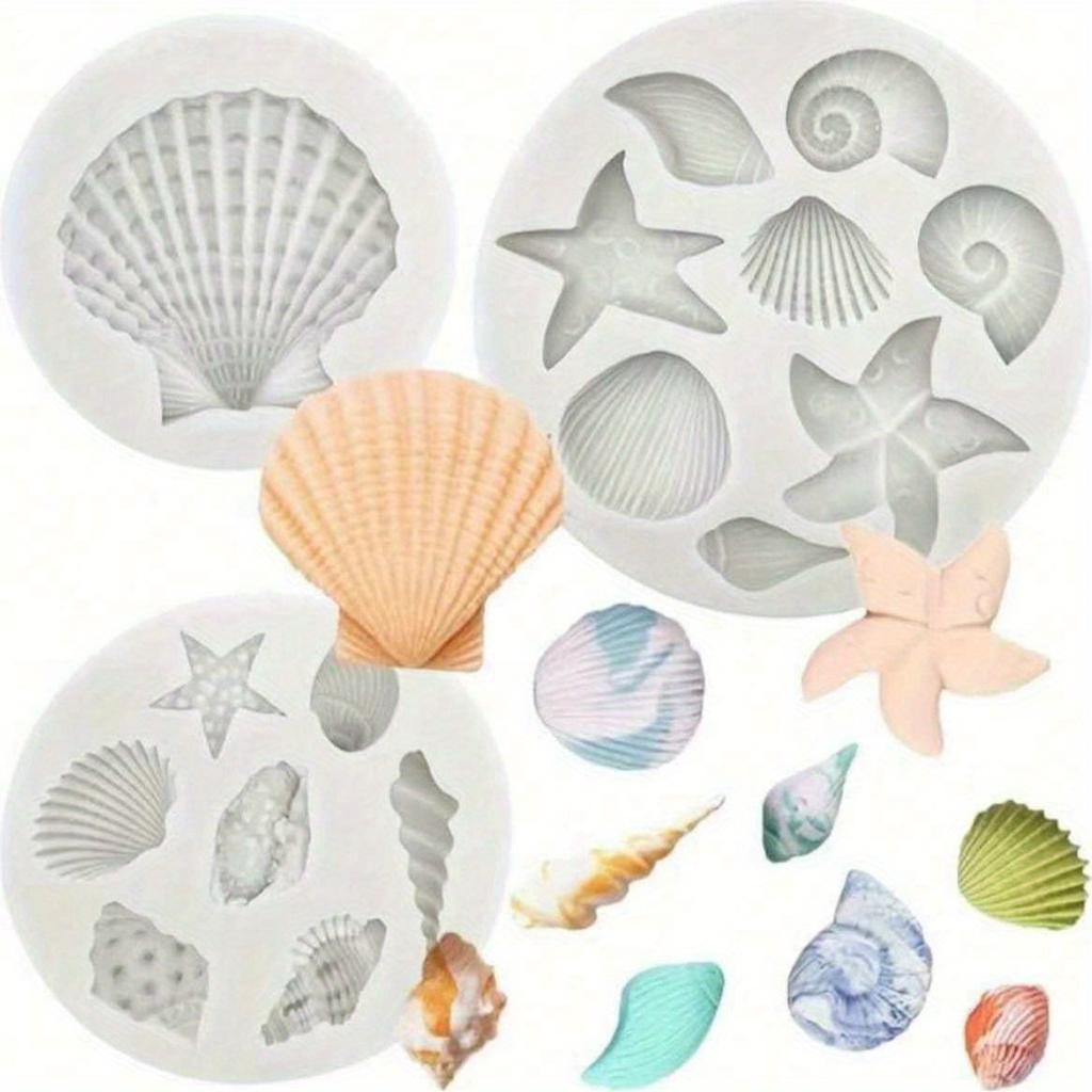 1pc Marine Theme Silicone Mold 3D Seashell Conch Starfish Coral Fondant Mold for DIY Pudding Chocolate Candy Desserts Gummy Cupcake Handmade Soap