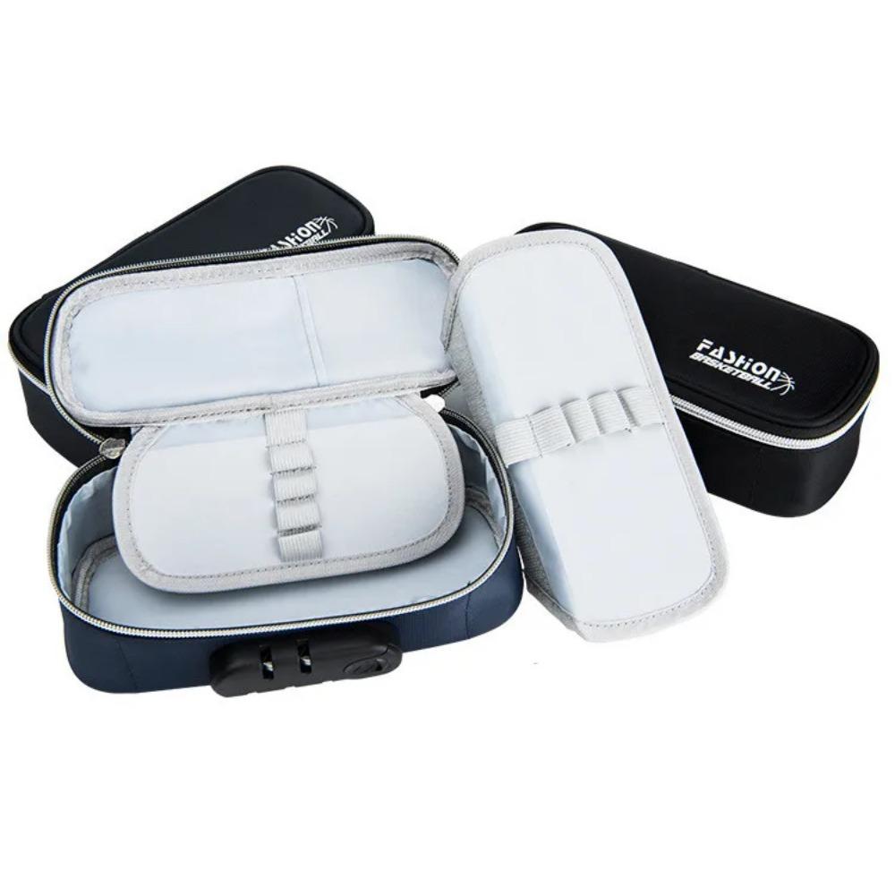 Portable Password Lock Pencil Case Boy Canvas Pencil Bag Large Capacity Pencil Cases Student Stationery Bag Kids Pen Case Gifts