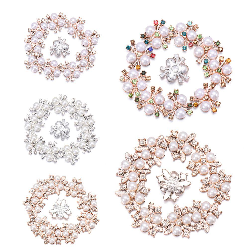 10PCS DIY Craft Crystal Hat Accessories Pearl Button Pearl Hairpins Rhinestone Buttons Headwear Clip