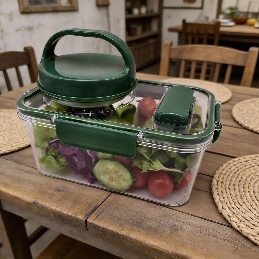 Four Compartment Jar, Square Container, Portable And Home Kitchen Storage Bottle, Plastic Bowl.