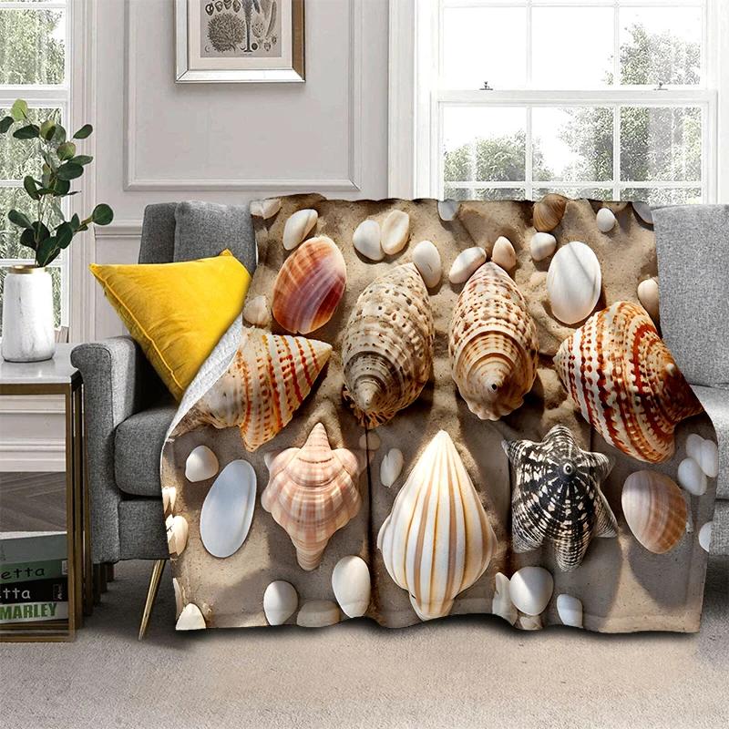 3D Морская Звезда Пляж Стиль 29 Ракушка Морская Звезда Песок Мультяшное Одеяло, Мягкое Пледовое Одеяло для Дома Спальни Кровати Дивана Пикника Офиса Покрытие