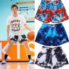 BKTSQD Men's Quick-Dry Splatter-Ink Mesh Basketball Shorts