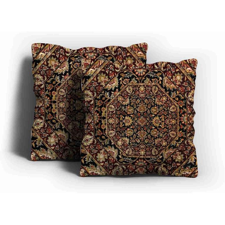 Милый этнический гобелен Коричневые оттенки Скрытая молния Домашний диван Декоративная наволочка для подушки Чехол для подушки Квадратный 20X20 дюймов Двусторонний дизайн с принтом