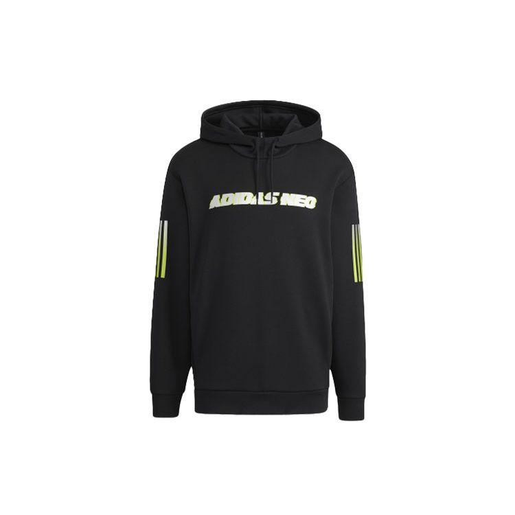 adidas Neo Men's Logo Print Stripe Hoodie Black H45192