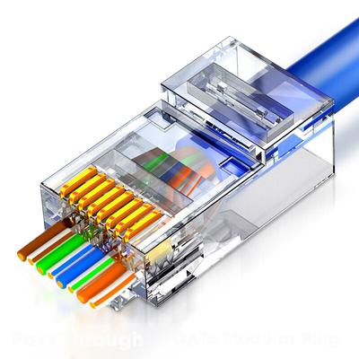 10 шт. разъемов RJ45 Cat6e Pass Through EZ для обжима модульного штекера для одножильного многожильного сетевого кабеля