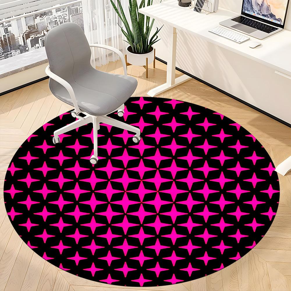 1pc Pink Stars Pattern Chair Carpet for Office Non Slip, Machine Washable Rug for Office, Room Holiday Decor for Christmas, Birthday Polyester