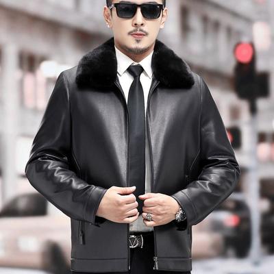 Куртка мужская из золотистой норки с разборной подкладкой для мужчин среднего и пожилого возраста, наряд для папы, плюс повседневное пальто из бархата Nikon, большой размер, мех