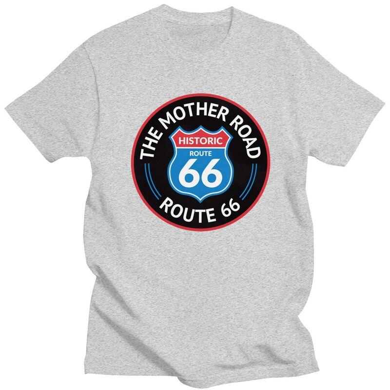 Мужская футболка на заказ "Мать Дорог Route 66" с короткими рукавами, хлопковая футболка, повседневная футболка, свободный крой, одежда
