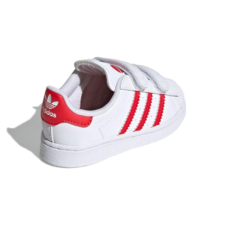 adidas Оригинальные SUPERSTAR Удобные Дышащие Низкие Скейтбордические Кроссовки Белые Красные Для Младенцев и Малышей FZ0644