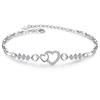925 Silver Plated Heart Bracelet for Women with Zircon Love Diamond Jewelry Gift Romantic Matching Couple