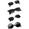 Sheomy Unisex Combo Offer Pack of 4 Shades Glasses Pathan Sunglasses Rectangle Retro Vintage Narrow Women::Men , MKN-387