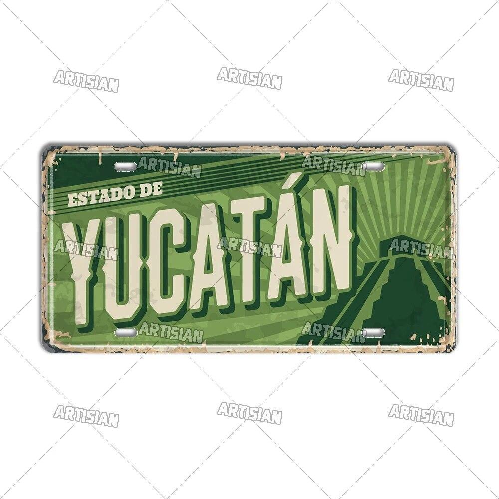 MEXICO License Plate Landmark Metal Tin Plaque City Metal Sign Wall Decor Garage Bar Pub Club Hotel Cafe Kitchen Home