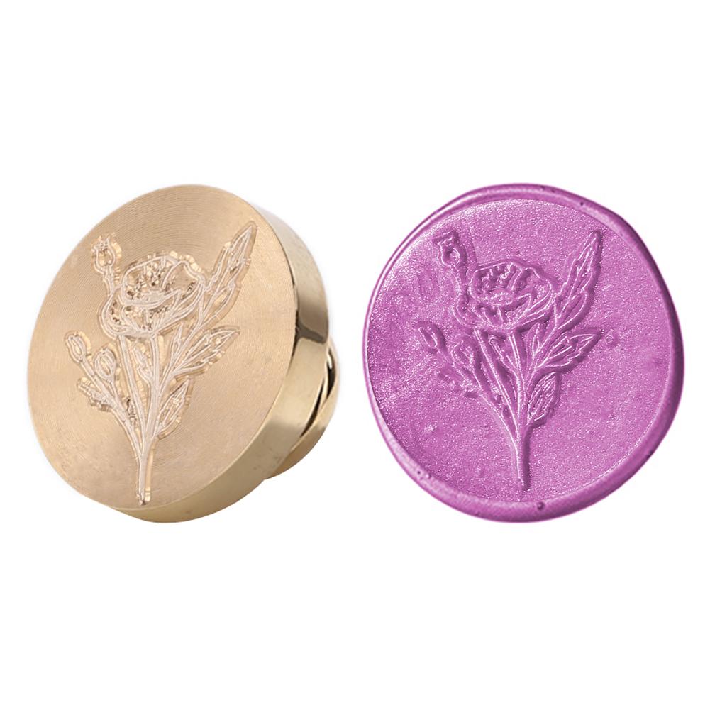 Специальный штамп для замены головы, винтажная огненная краска, растительный цветок, круглый сургуч для приглашений, скрапбукинга