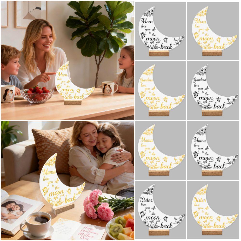 Mother's Day Desktop Ornament with Wood Base Decorative Figurine Desktop Ornament
