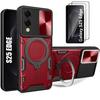 Protective Case - BOOLING - for Samsung Galaxy S25 Edge - Red - Shockproof - Camera Protection - 2 Tempered Glass