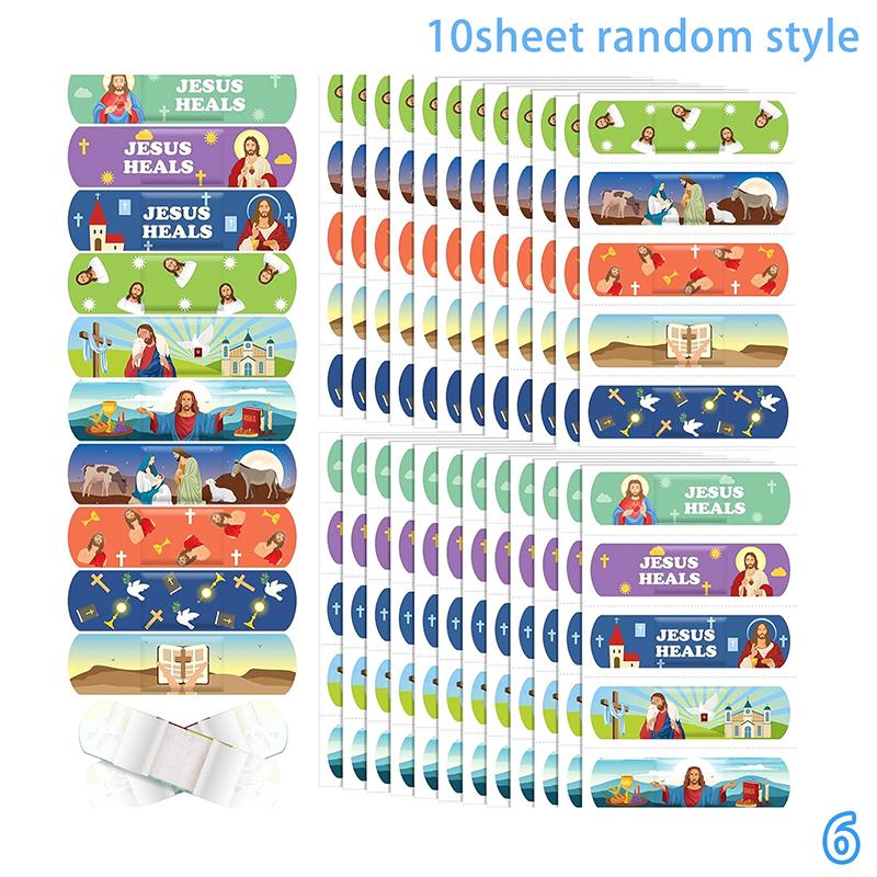 10 Мультяшные Иисус Пластыри Водонепроницаемые Дышащие Гемостатические Адгезивные Повязки Первая Помощь Порезы Царапины Пластыри Для Детей