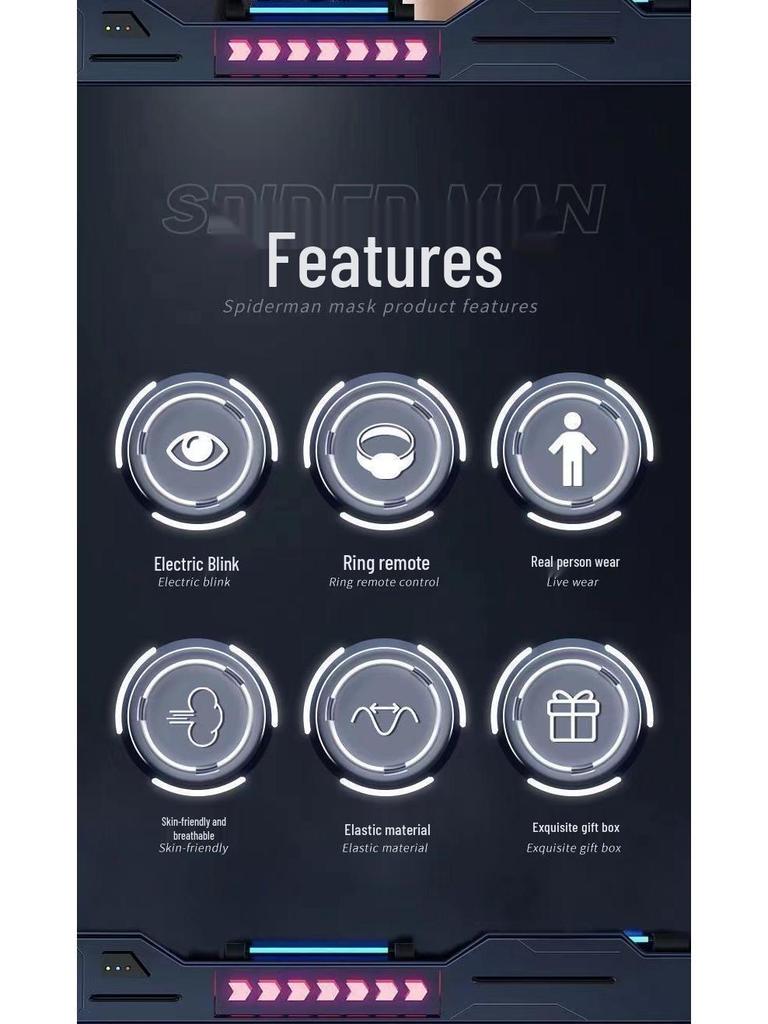 Светящаяся мигающая маска Человека-паука Венома для взрослых и детей