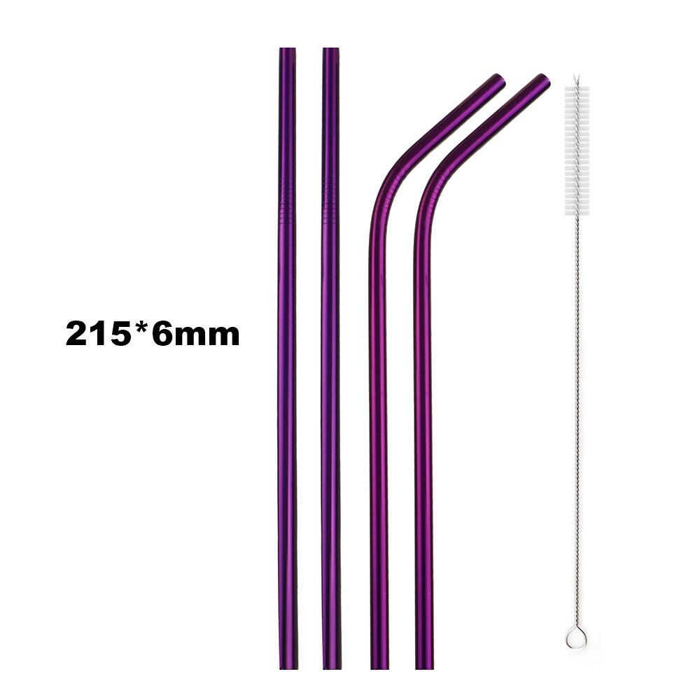18/10 Stainless Steel Straw Set Reusable Drinking Straw High Quality Metal Colorful Straw With Cleaner Brush Bar Party Accessory