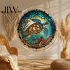Colorful Wall Patterns 7.48 Inch Circular DIY Puzzle Suncatcher, Acrylic Stained Glass Style Window Hanging Ornament, Art Waterproof Pendant for Home