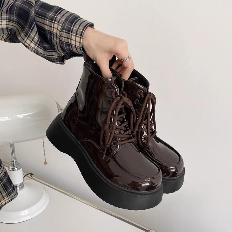 Новые ботинки Martin на толстой подошве из лакированной кожи с короткими перекрещивающимися ремешками, повседневные универсальные кожаные ботинки, удобные и мягкие подошвы