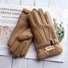 Мужские перчатки из овчины, толстые, зимние, теплые, большого размера, уличные, ветрозащитные, от холода, ручной шов, сшитые, кожаные, с пальцами