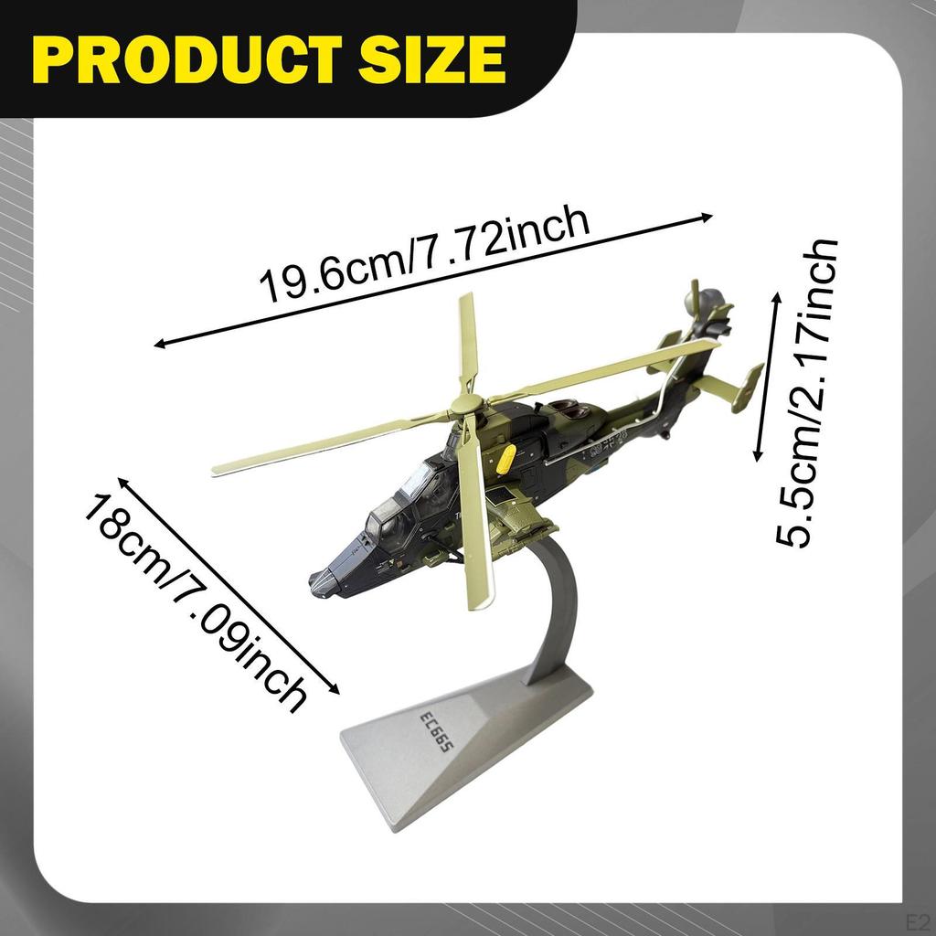 1:72 EC665 Модель вертолета Штурмовой самолет Игрушка Подвижные пропеллеры с подставкой для гостиной