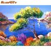 Frameless Tree Scenery Picture DIY Painting By Numbers Kits Modern Wall Art Landscape Handpainted Oil Painting For Living Room Art
