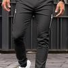 Men Pants Zipper Decor Solid Color Mid Waist Soft Breathable Zip Up Button Closure Pockets Slim Fit Casual Four Seasons Streetwear Jogger Pencil Pants