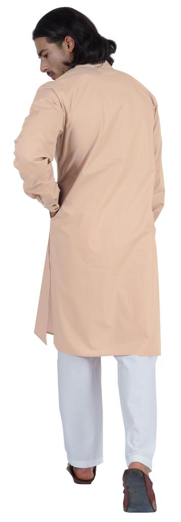 Atasi Мужская длинная однотонная кофта Henley с длинным рукавом и воротником-стойкой, этническая длинная