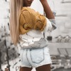 Женская мода свободный контрастный цвет V-образный вырез ажурный свободный трикотажный свитер с длинными рукавами