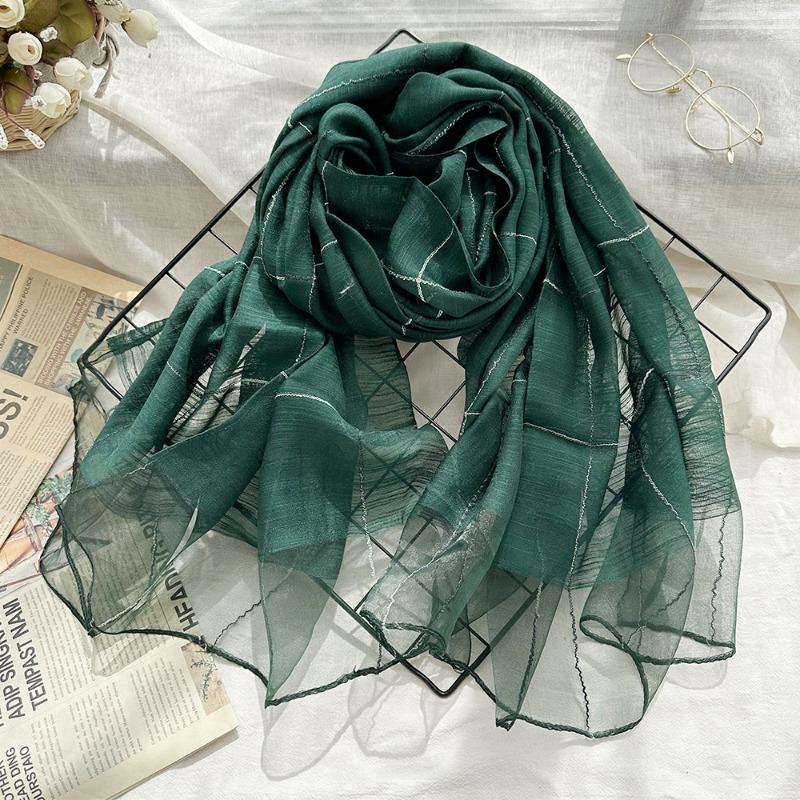 Тонкий шелковый шарф на весну и лето с изысканным внешним видом, женский шарф с элегантными вертикальными полосками