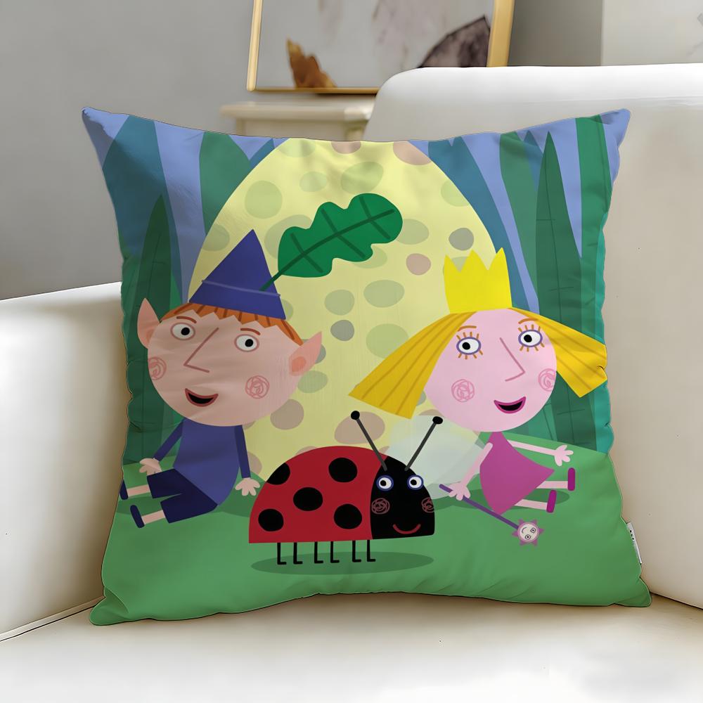 cartoon Ben And Hollys Little Kingdom Cushion Cover Soft EasyWash Pillow Case Versatile for Couch Bed Travel and Office