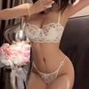 Sexy Embroidery Lingerie Women Thin Lace Transparent Push Up Bra Set French Underwear Set
