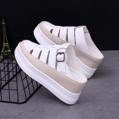 Мода 2024 года, женская обувь на платформе, весна-лето, платформа, внутренняя высота, увеличение, тапочки с высокой пряжкой, женская обувь Baotou 8 см