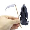 Black Grim Reaper Statue Mini Devil Figurine Dollhouse Halloween Thrilling Robe Nightcrawler Ornament Micro Landscape Decor